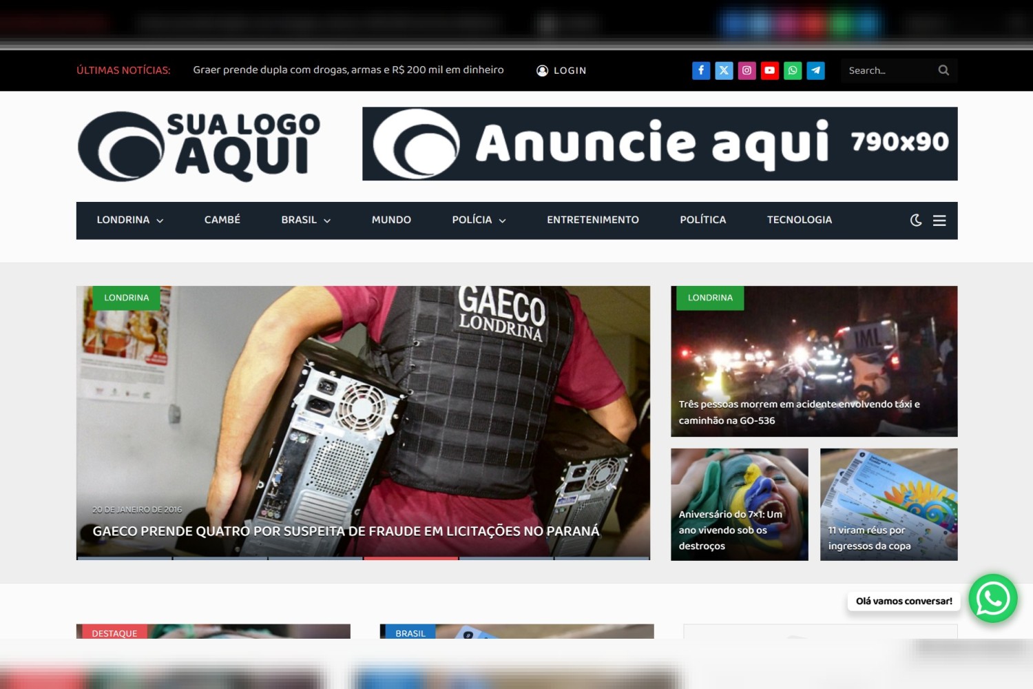 Portal De Notícias Em WordPress Responsivo Admin